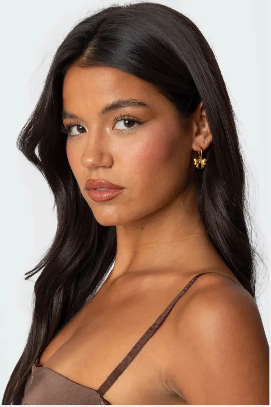 Bow Charm Hoop Earrings sold by Edikted
