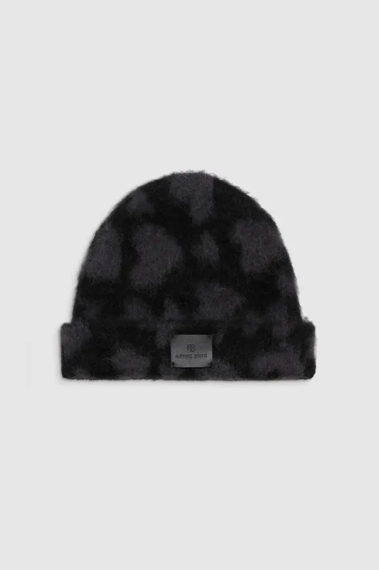 Elia Beanie - Black And Grey Heart sold by Anine Bing