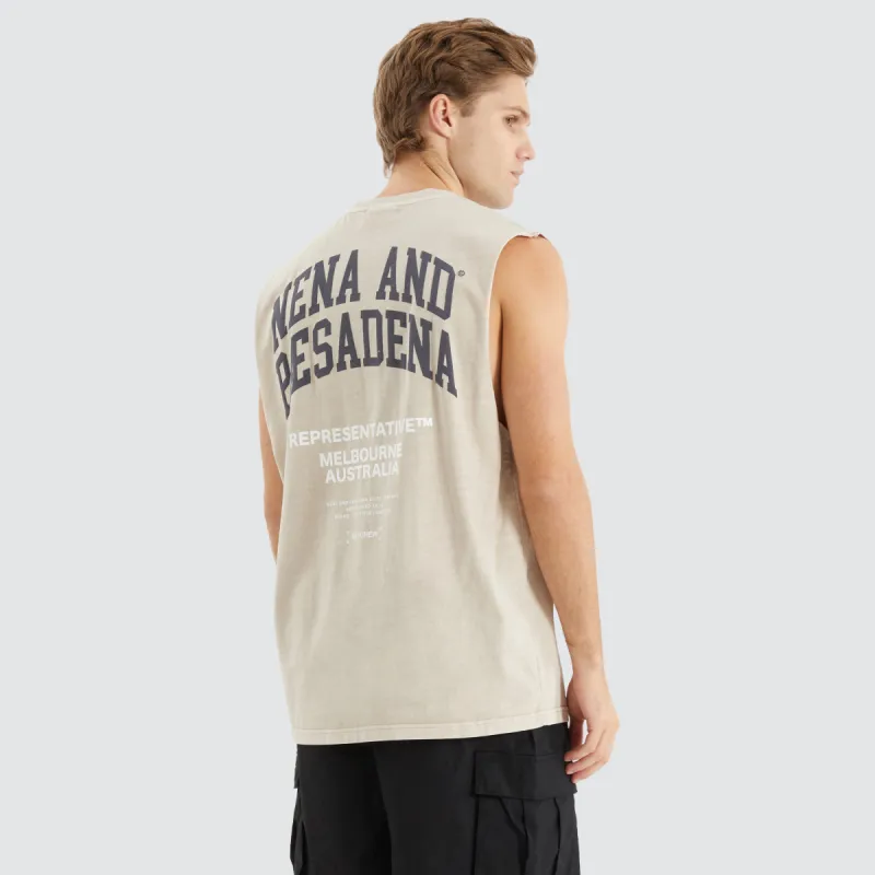 Overtaking Relaxed Muscle Tee Pigment Silver Grey sold by Neverland