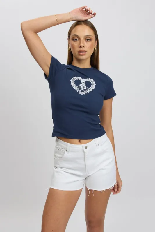 Blue Graphic Tee Short Sleeve sold by Ally Fashion