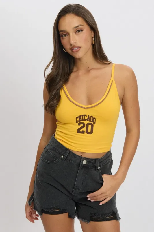 Yellow Graphic Halter Neck Top sold by Ally Fashion
