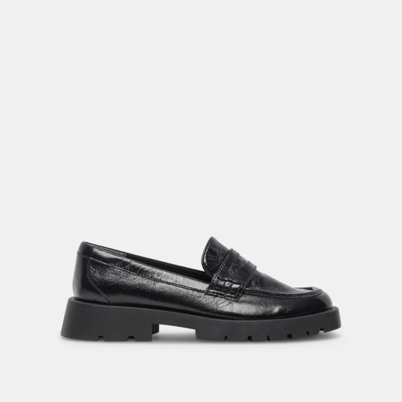 ELIAS FLATS ONYX CRINKLE PATENT - re:vita sold by Dolce Vita