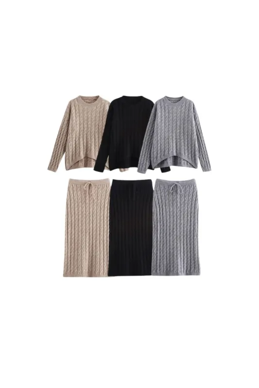'Autum' Cable Knit Sweater & Skirt Set sold by Goodnight Macaroon
