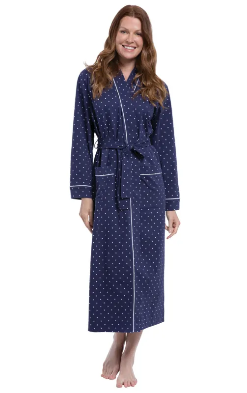 Classic Polka Dots Long Robe - Navy sold by Pajamagram