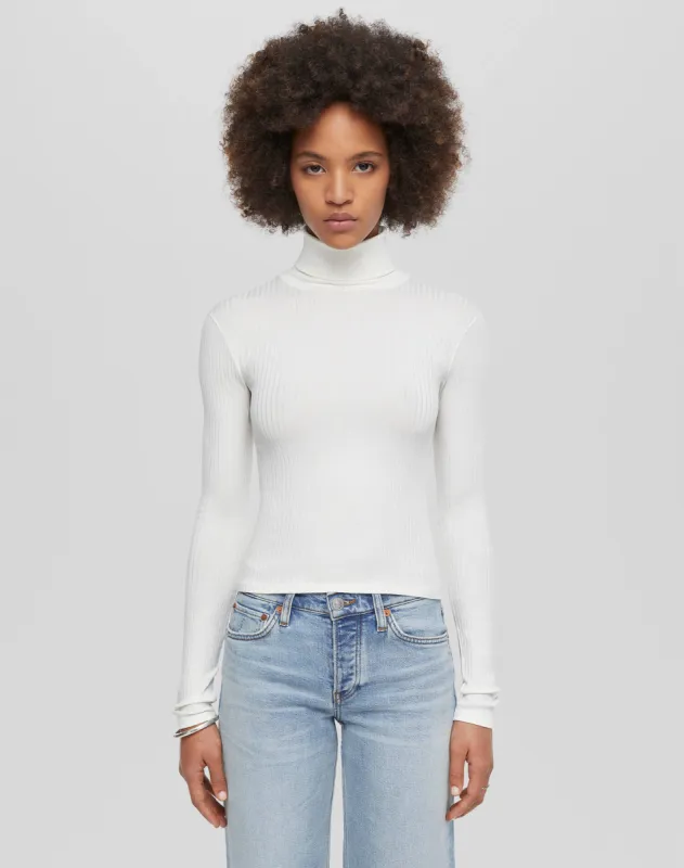 Hanes Ribbed Turtleneck - Vintage White sold by Re/Done