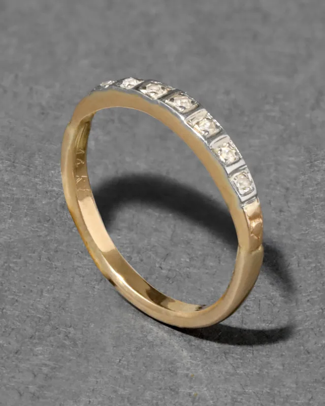 Vintage 1980s 14k Gold Bezel Set Diamond Band Ring sold by Alexis Bittar