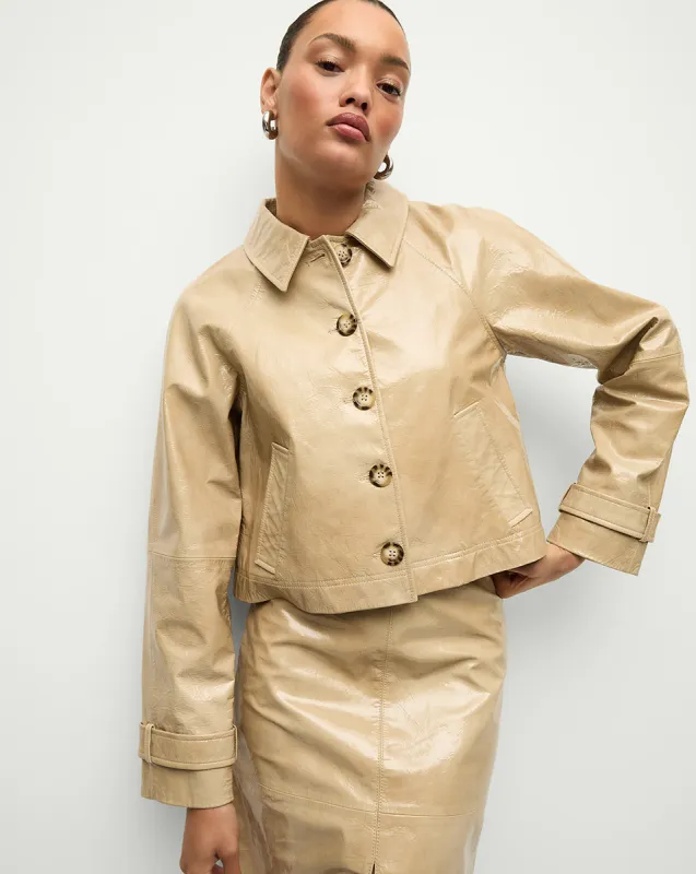 Kian Coated Leather Jacket sold by Veronica Beard