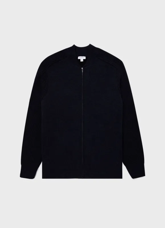 Men's Double Faced Bomber Jacket in Navy sold by Sunspel