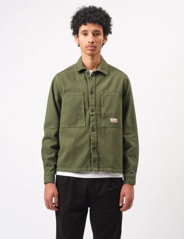 Bhode Map Pocket Overshirt Twill - Army Green sold by Article London