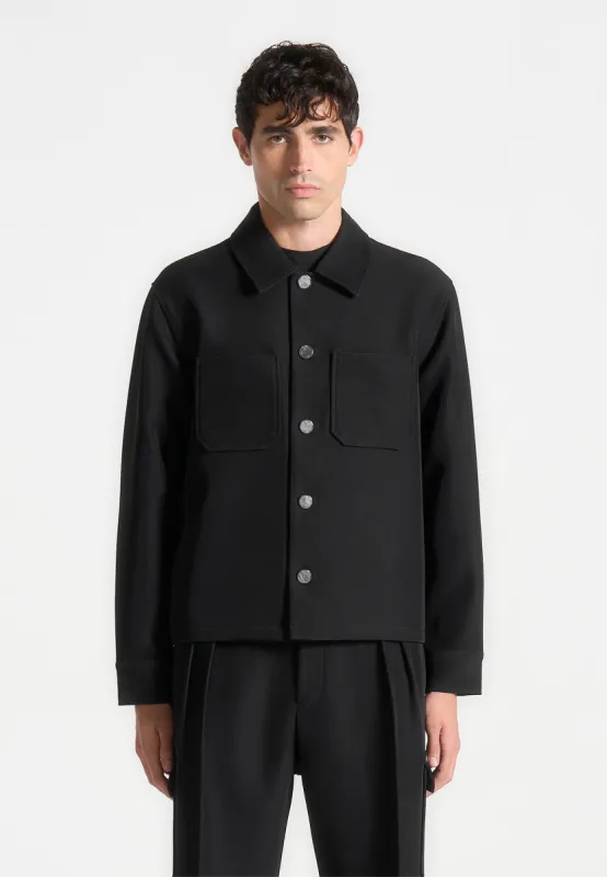 Benoit - Twill Pocket Cropped Shirt - Black sold by Maniere De Voir