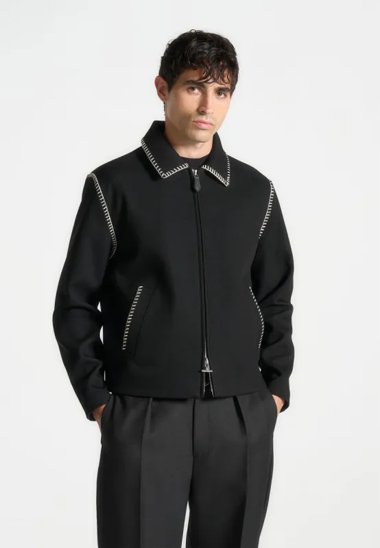 Alex - Whipstitch Twill Boxy Jacket - Black sold by Maniere De Voir
