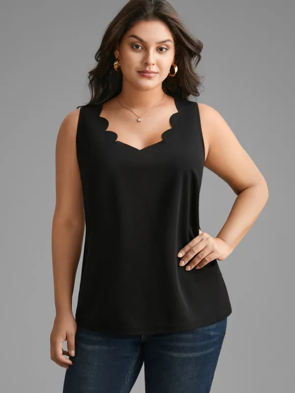 Solid V Neck Laser Cut Tank Top sold by Bloomchic