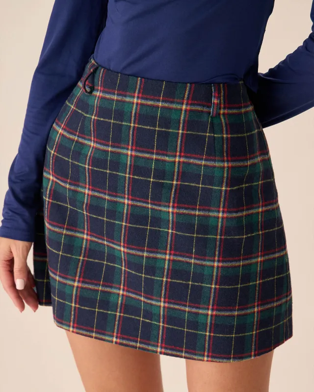 Green Plaid High-waisted Mini Skirt sold by rihoas