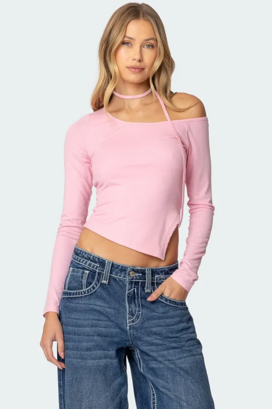 Asymmetric Two Piece Choker Top sold by Edikted