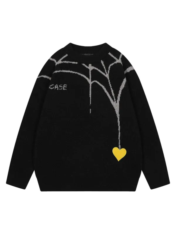 Thesupermade Spider&Heart Knit Crew Neck Sweater - 2323 sold by Thesupermade
