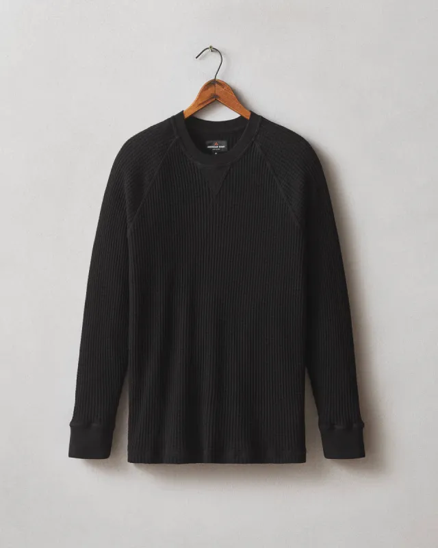 Waffle Long Sleeve Crew - Black sold by American Giant