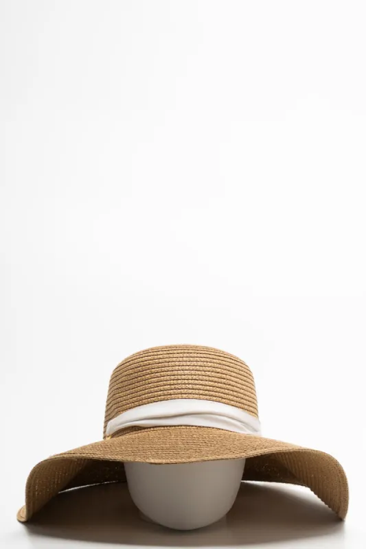 Ribbon Floppy Sun Hat Brown sold by Ackermas