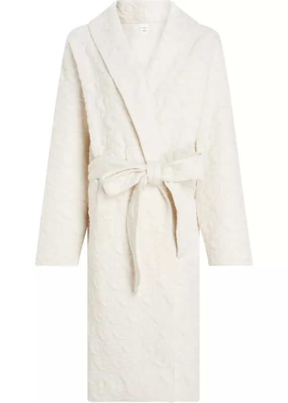Calvin Klein MODERN TERRY QUILTED Womens Bathrobe Ivory sold by Shuperb