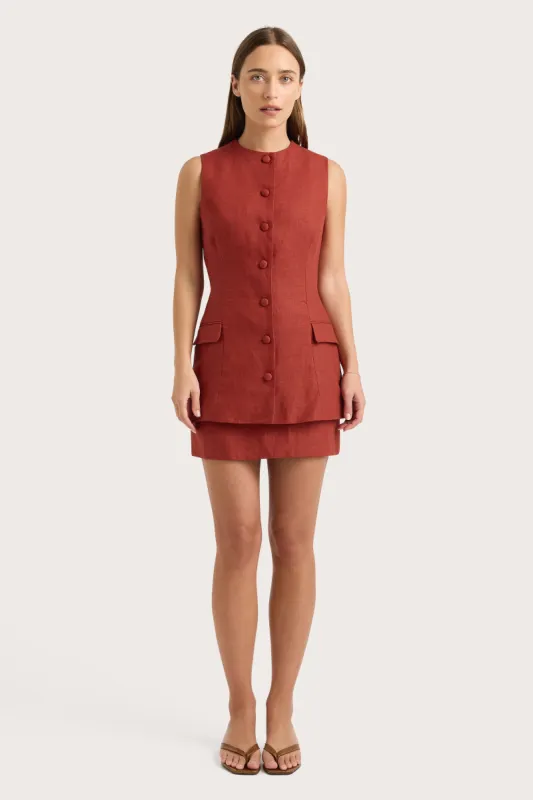 Jane Mini Skirt Garnet sold by Faithfull the Brand