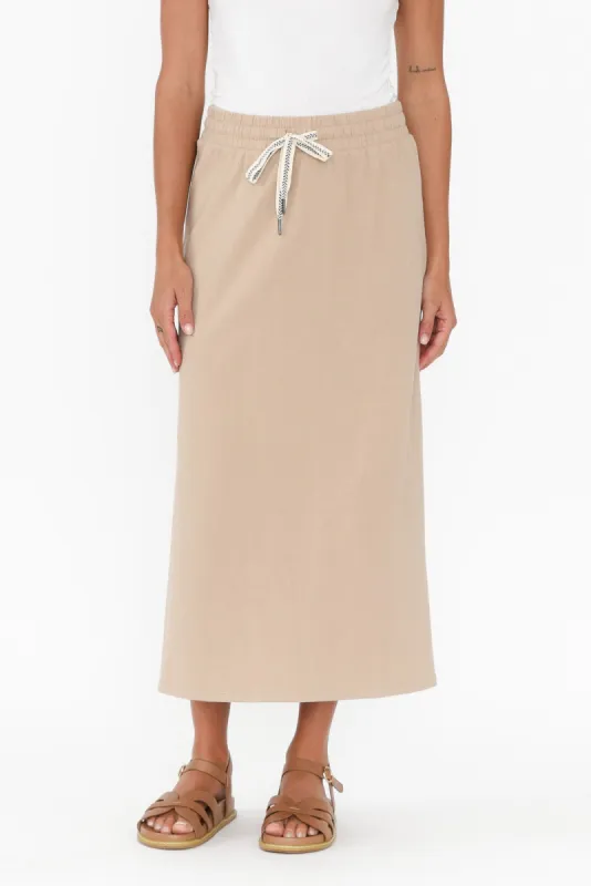 Travel Beige Cotton Maxi Skirt sold by Blue Bungalow