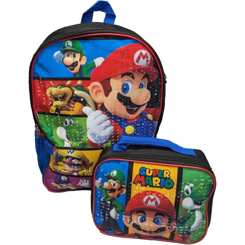 Bioworld Nintendo Super Mario Brothers Backpack & Detachable Lunch Bag Set sold by S&D