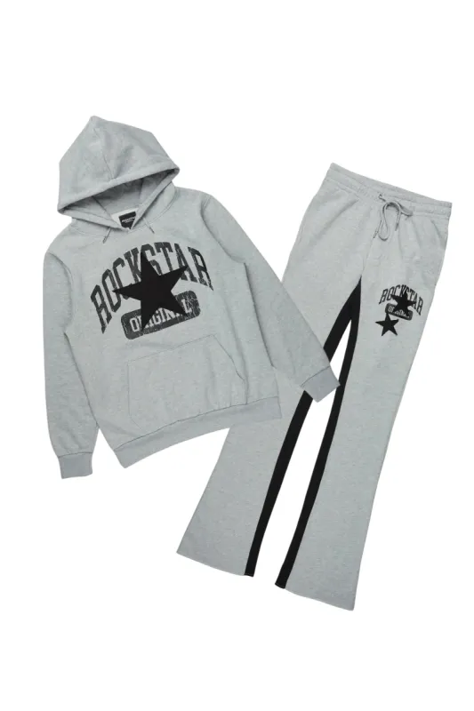 Mallor Heather Grey Baggy Stacked Hoodie Track Set sold by Rockstar Original