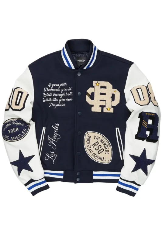 Balser Navy Varsity Jacket sold by Rockstar Original