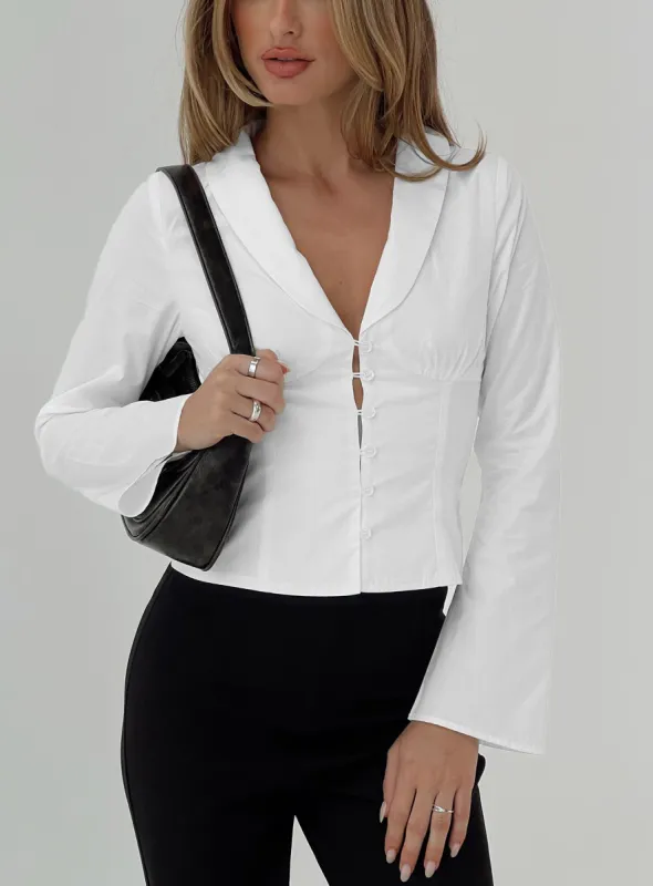 Work Of Art Long Sleeve Top White sold by Princess Polly