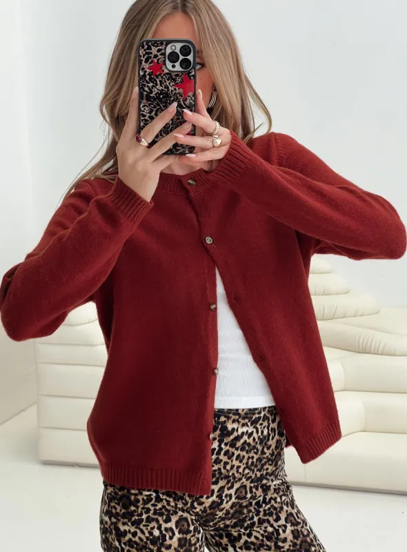 Arica Button Up Knit Cardigan Red sold by Princess Polly
