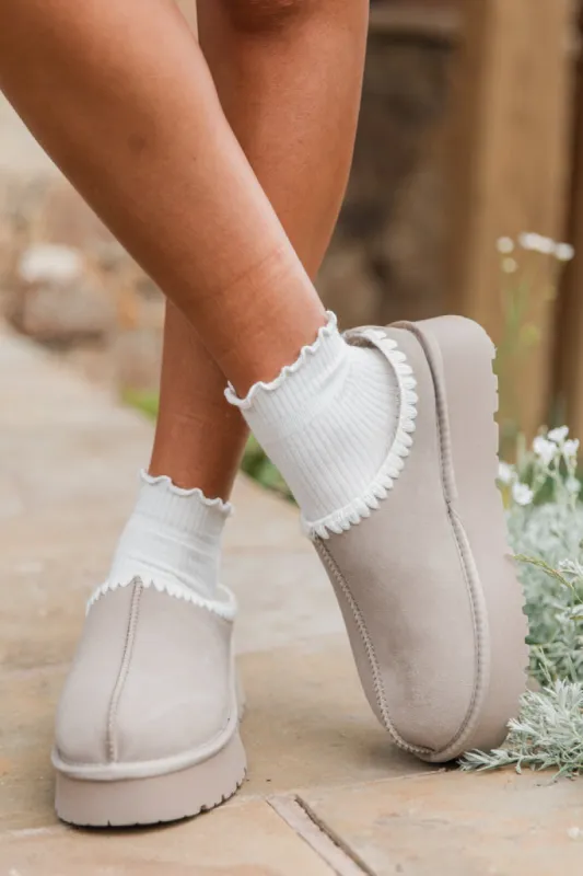 Gabbie Grey Embroidered Slippers SALE sold by Pink Lily