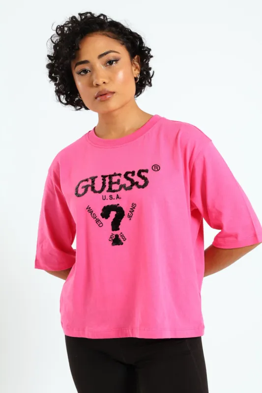 Aurélie Sequin Boxy Tee - Caramel sold by Edgars