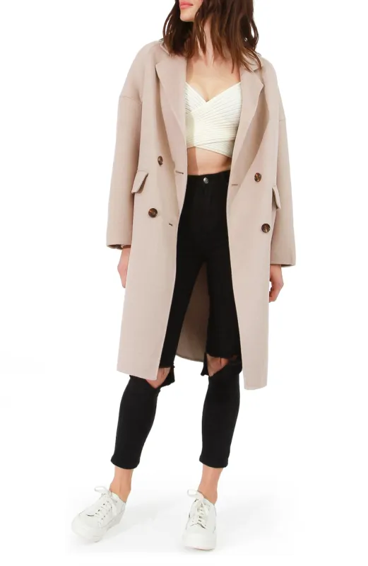 Amnesia Wool Blend Oversized Coat - Sand sold by Belle & Bloom