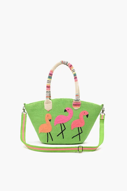 Flamingo Beaded Mini Jute Tote sold by America & Beyond