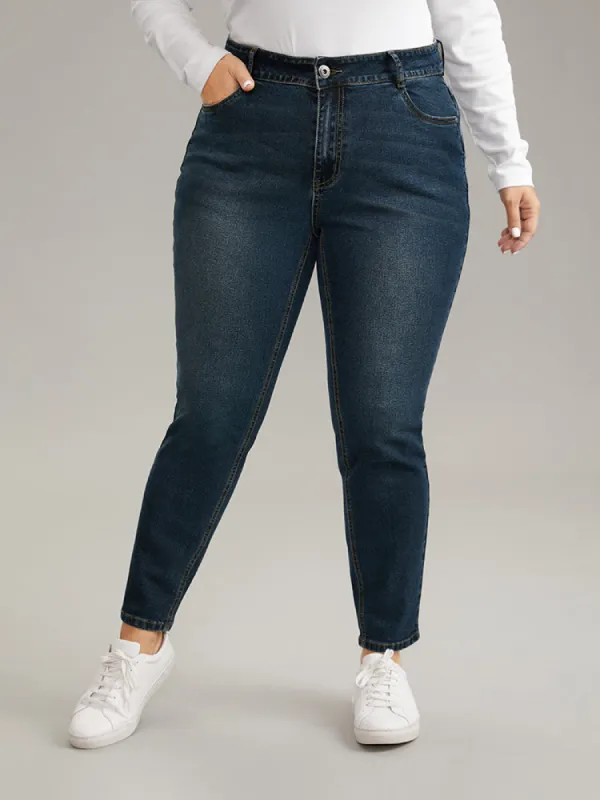 Dark Wash High Stretch Skinny Jeans sold by Bloomchic