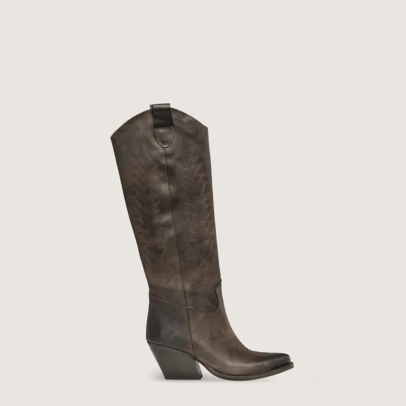 Nabiki Dark brown Texan Boots sold by Kali Shoes