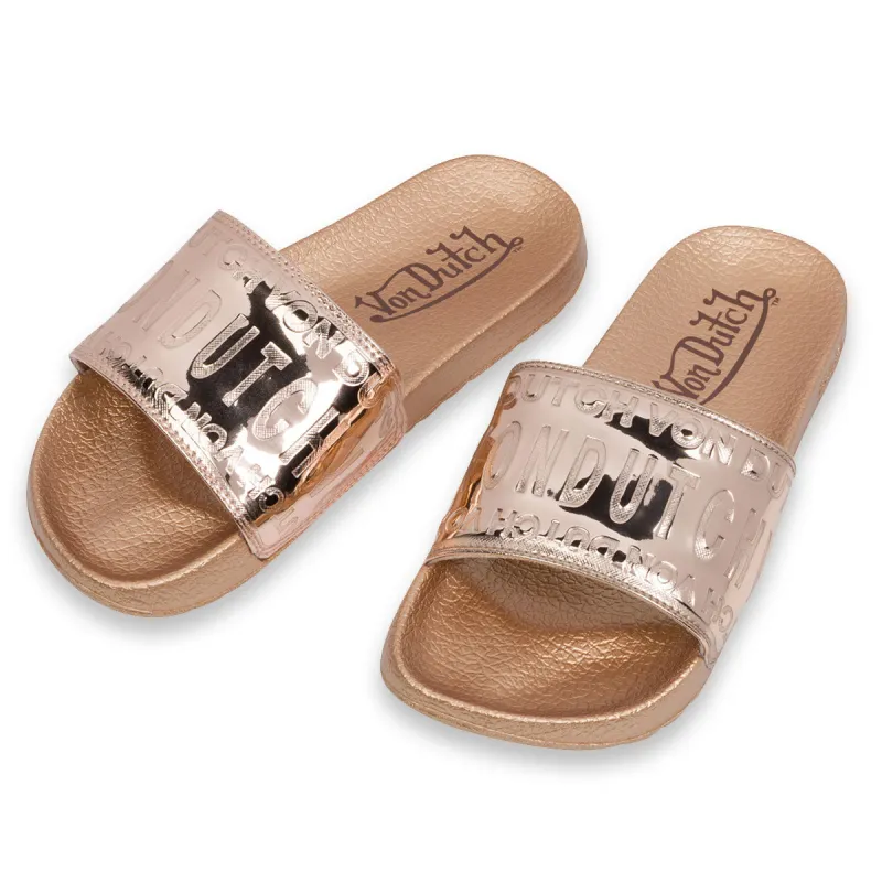 Women's Von Dutch Rose Gold Reflective Slides sold by Von Dutch