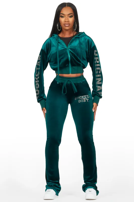 Shakura Green Stacked Velour Trackset sold by Rockstar Original