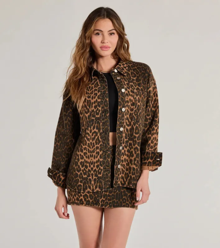 Feeling Fierce Leopard Print Denim Shacket sold by Windsor