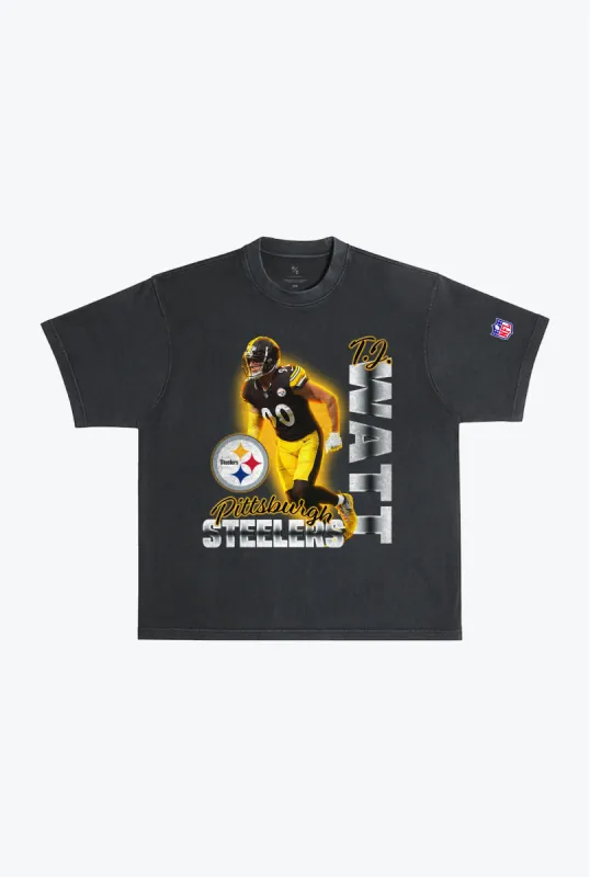 TJ Watt Garment Dyed Heavyweight T-Shirt - Black sold by Peace-Collective