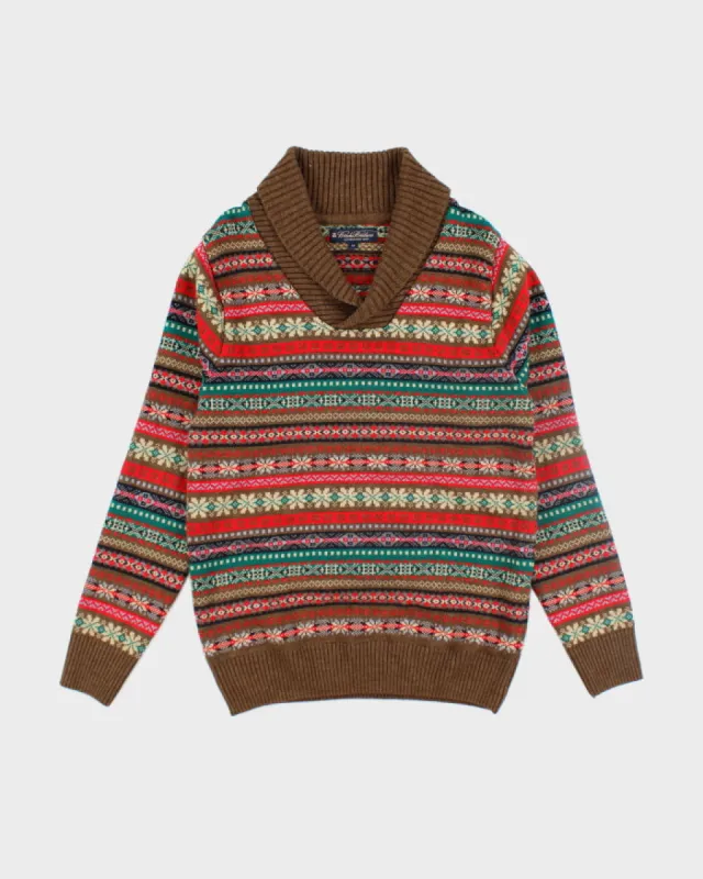 Vintage Brooks Brother Patterned Wool Knit Jumper - M sold by Rokit