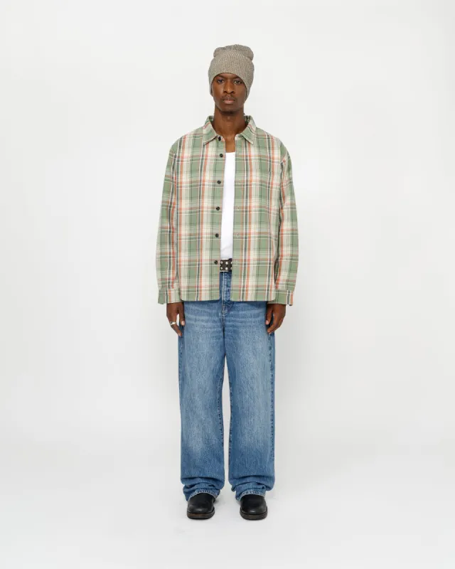 DAN WASHED COTTON PLAID SHIRT sold by Stussy