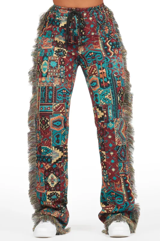 Joliet Red Tapestry Stacked Pant sold by Rockstar Original