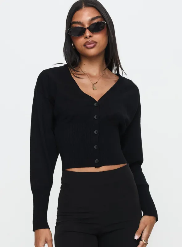 Wistfully Knit Cardigan Black sold by Princess Polly