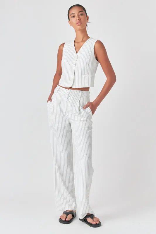 Pinstriped High Waisted Wide Trousers sold by Endless Rose