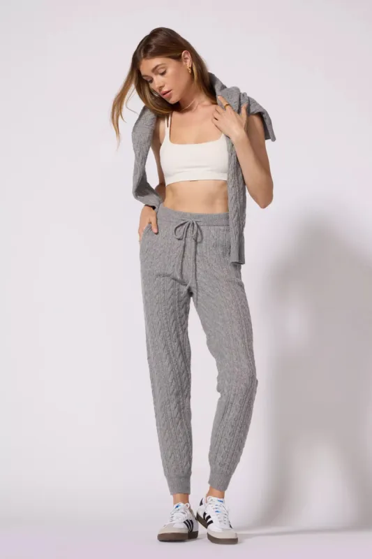 Cable Knit Jogger - Htr Steel Grey sold by MPG