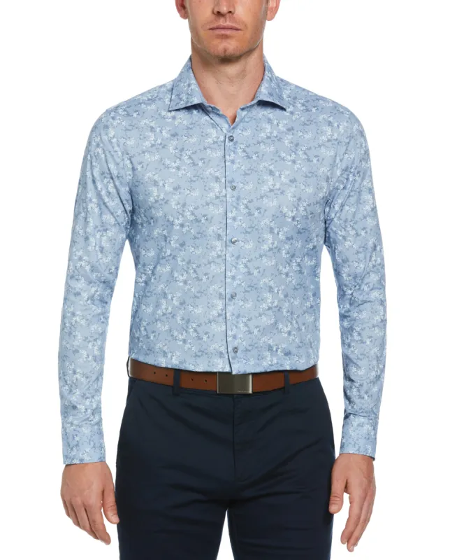 Slim Fit Button-Down Painterly Floral Print Dress Shirt sold by Perry Ellis