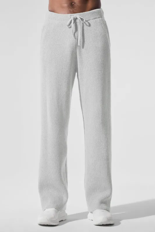 Domain Rib Knit Sweatpant - Athletic Heather Grey sold by Alo Yoga