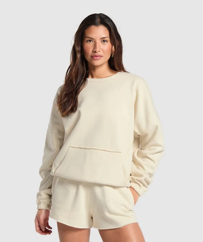 Gymshark Fleece Oversized Sweatshirt - Ecru White sold by Gymshark