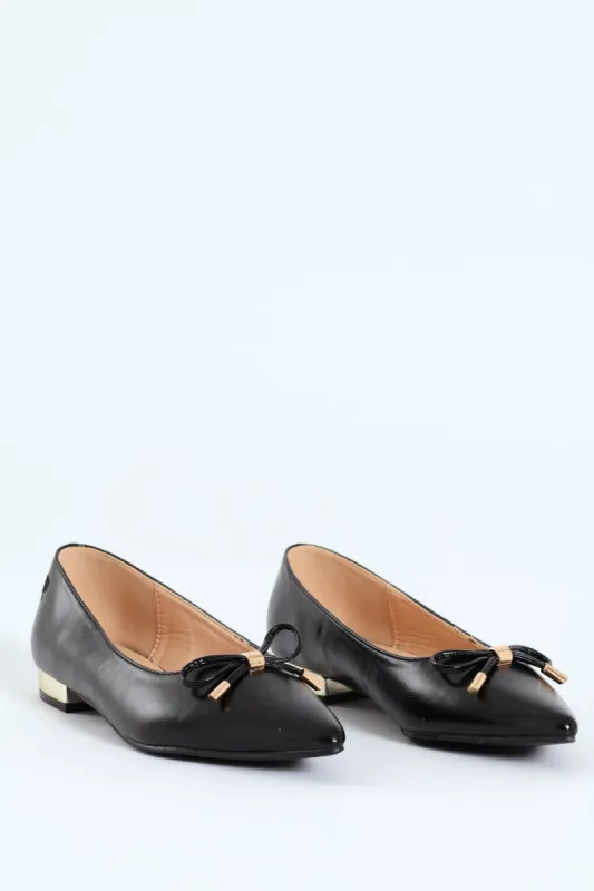 Mirelle 1 Pointed Toe Bow Trim Pump - Black sold by Edgars 