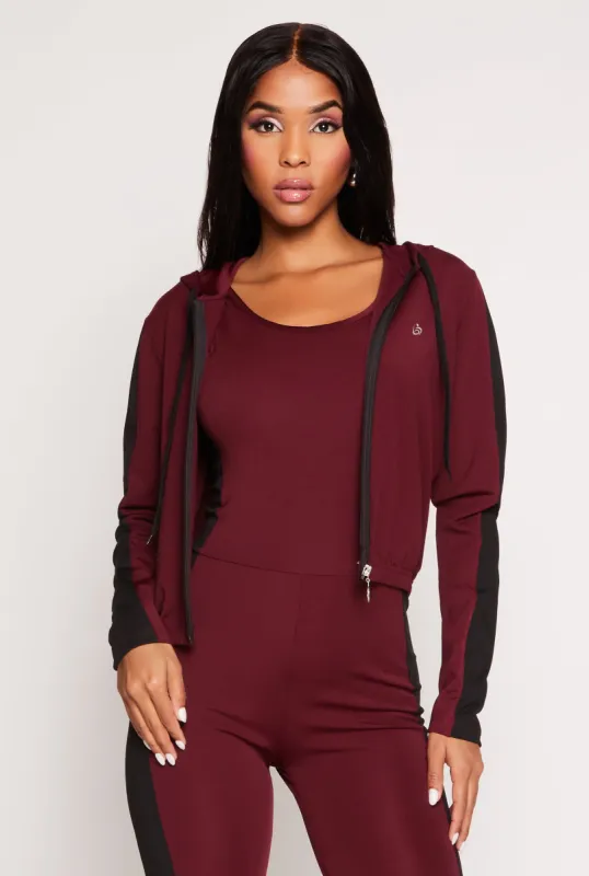 Color Block Zip Front Cropped Hoodie sold by Rainbow